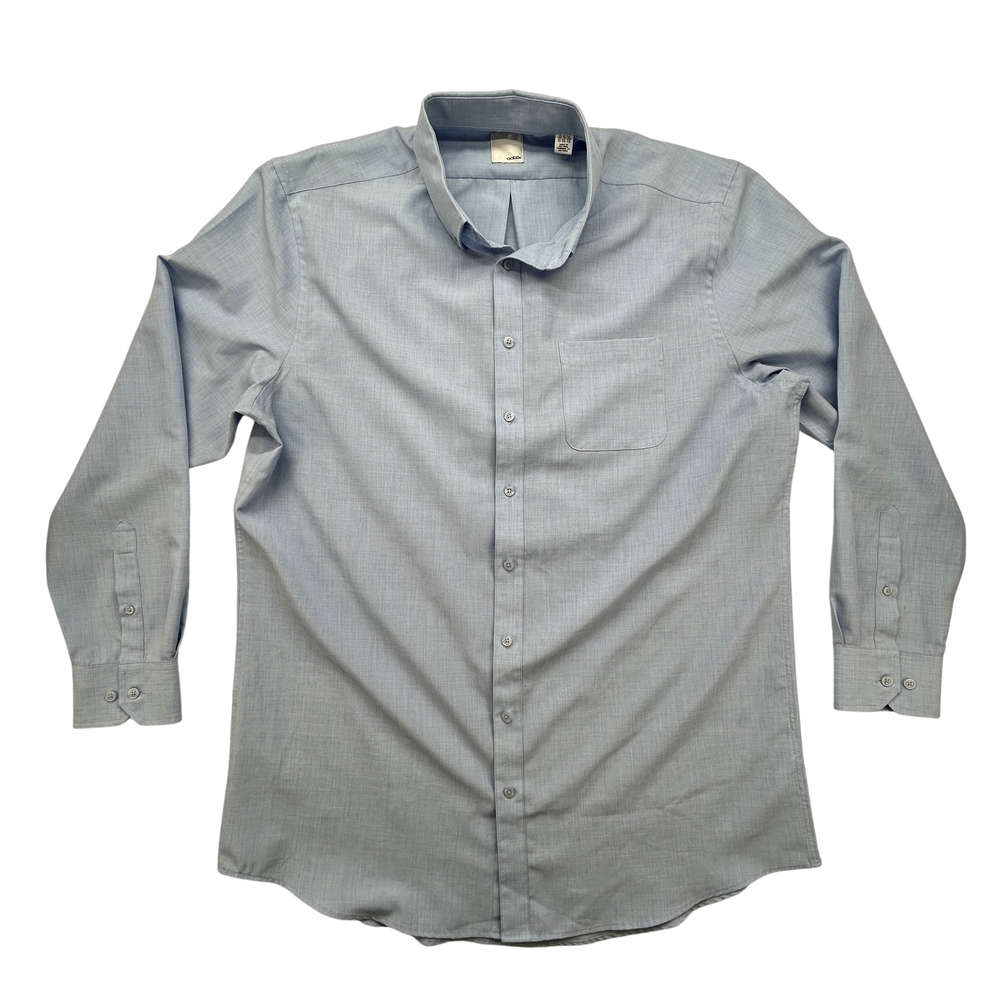 adbe Shirt Mens XL Tall Button Up Dress Work Light Blue Pocket Polyester